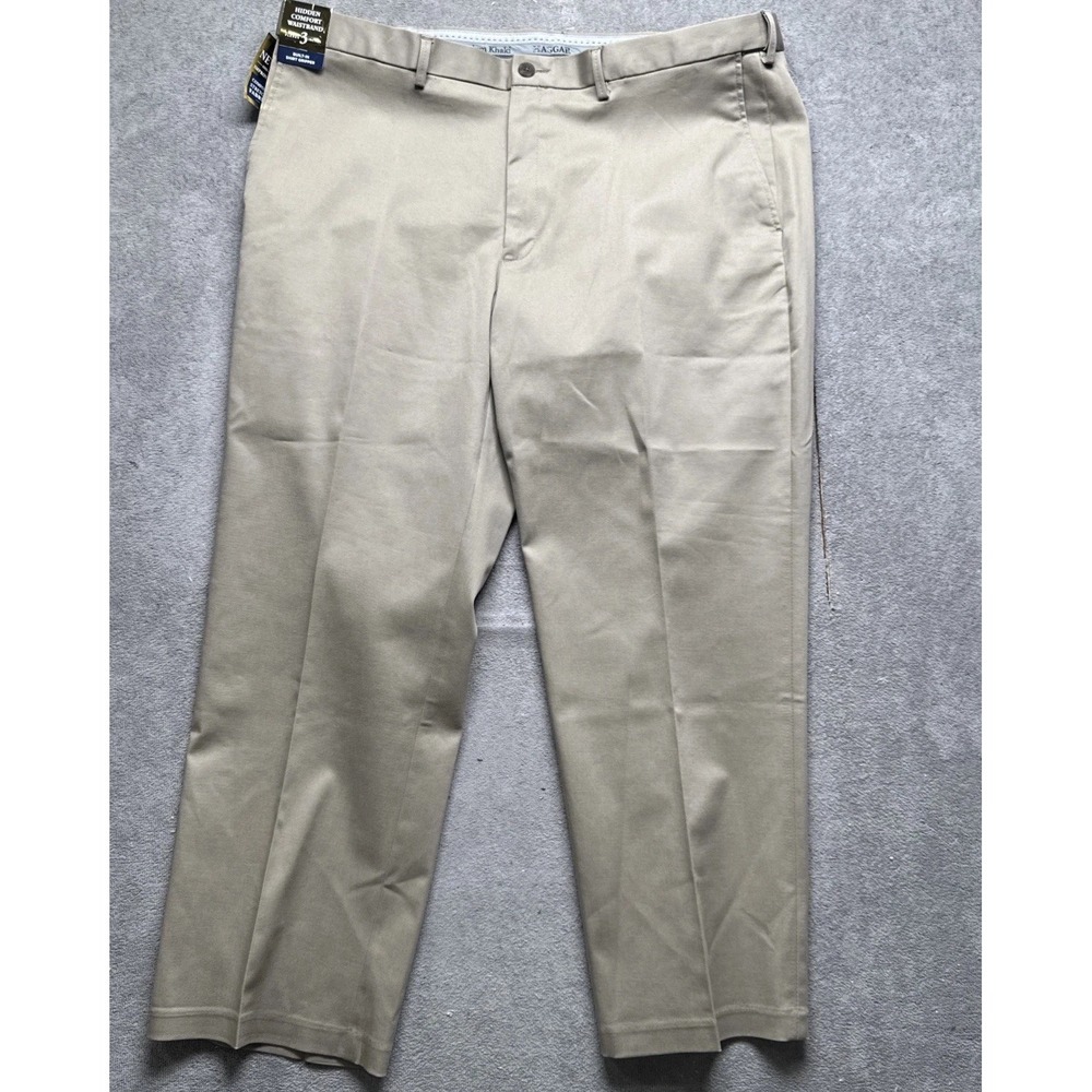 Haggar Khaki Dress Pants 42x29 Iron Free Premium Classic Fit Men's Trousers